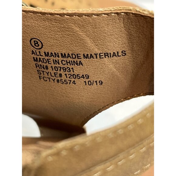 Justice Girls Tan Faux Suede Open Toe Block Heel Sandals Size 8 Kids Shoes - Picture 9 of 12